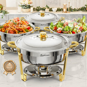 NEWKITCHEN 6QT capacity chafing dish ready for generous buffet servings.