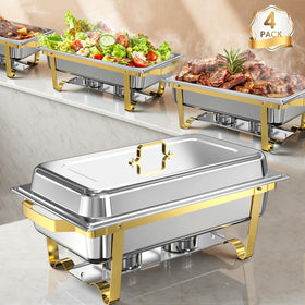 NewKitchen chafing dishes four-pack on buffet table for efficient service.