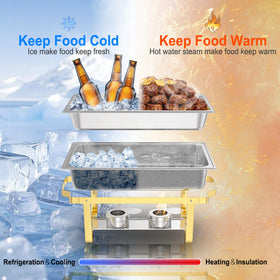 Smooth-edged design of NewKitchen chafing dishes prevents injuries at busy buffets.