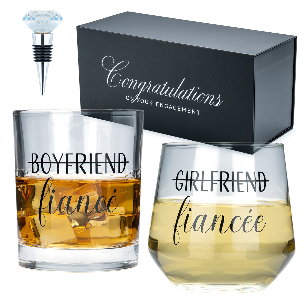 Newlywoo engagement gift set whiskey glasses showcase premium clarity for toasts at weddings