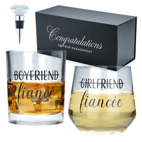 Newlywoo engagement gift set whiskey glasses showcase premium clarity for toasts at weddings