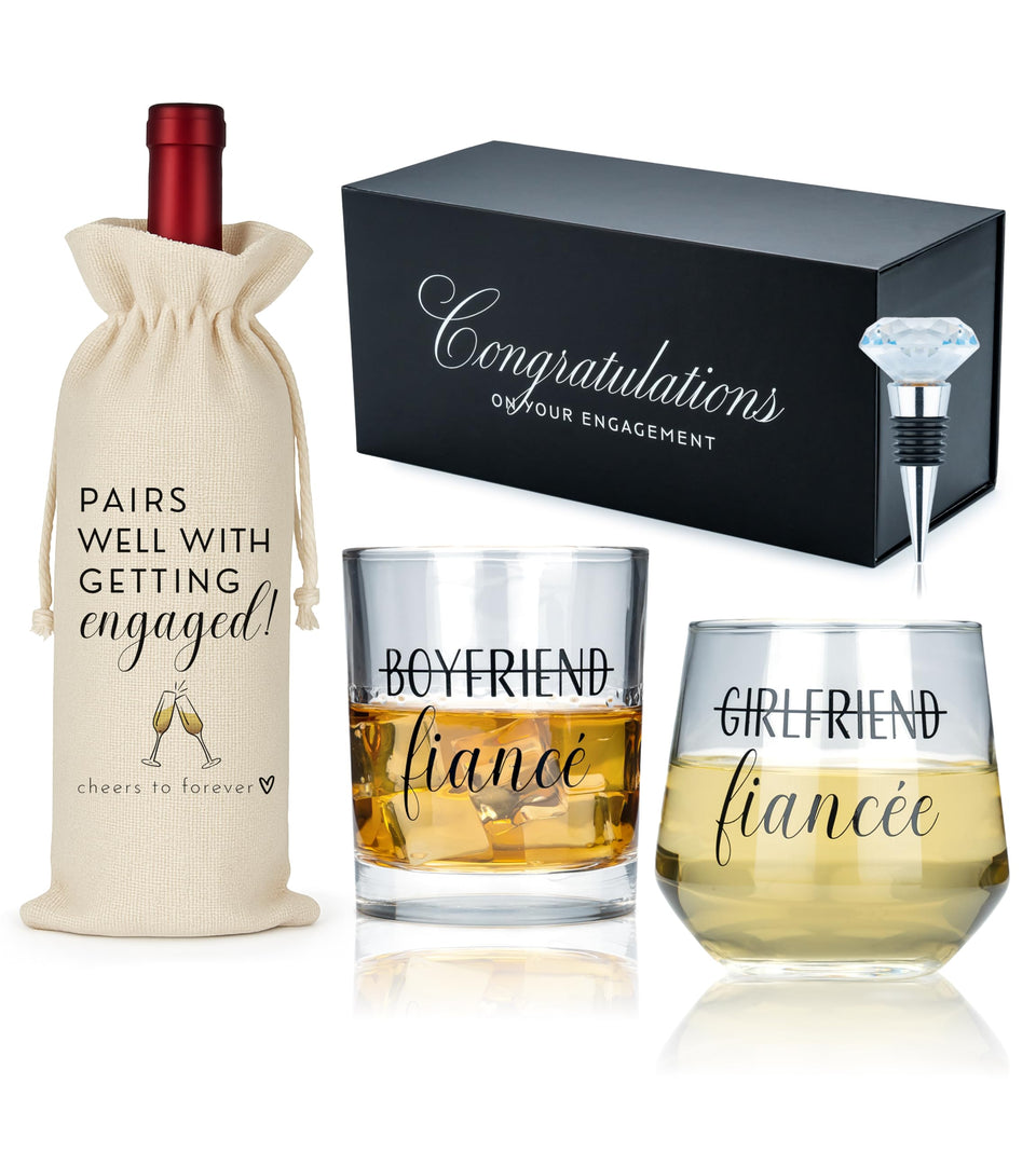 Newlywoo engagement wine glasses with a diamond stopper for elegant toasts