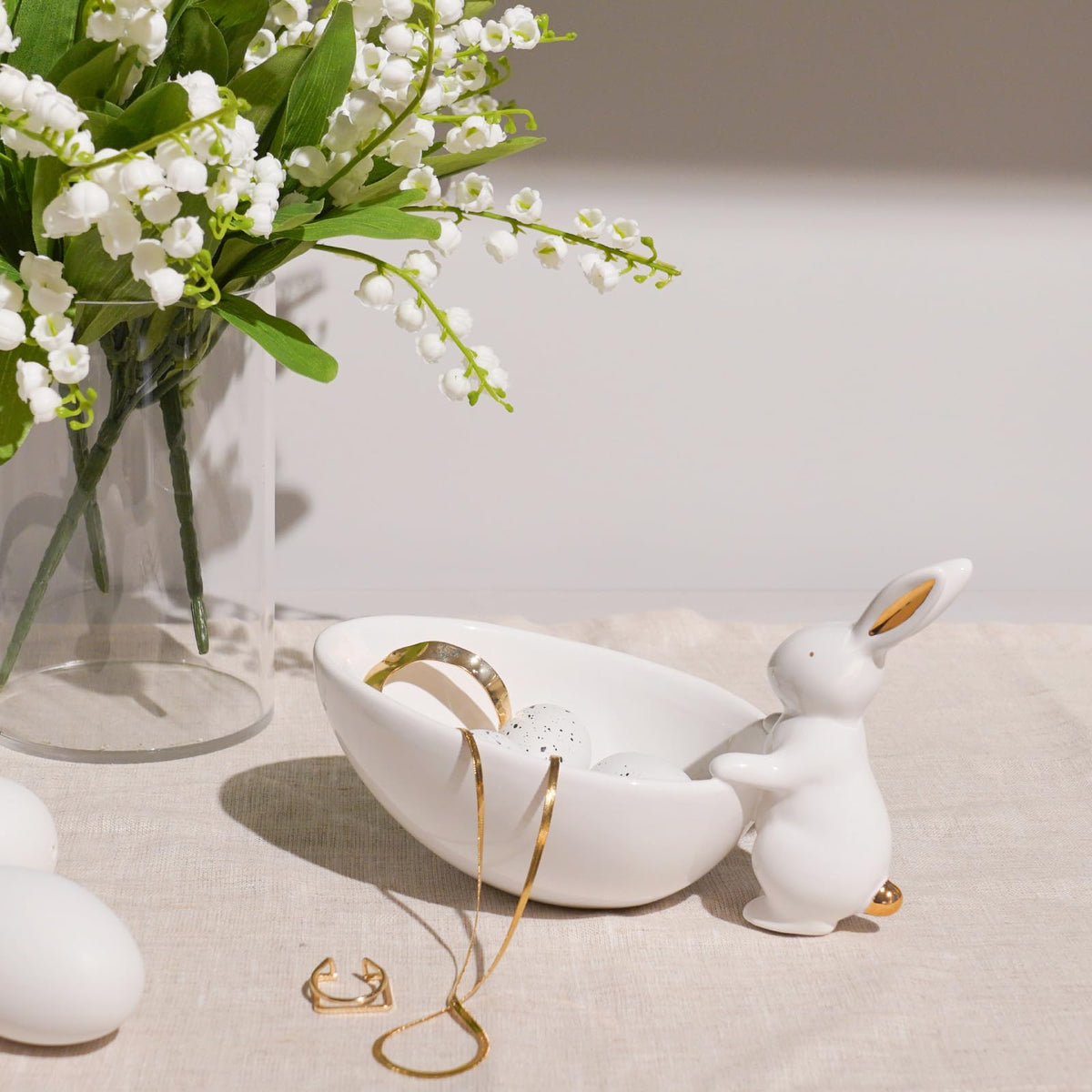 Newman House Studio white tabletop decor blends with any dining setup