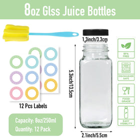 NEWMIAO glass juice bottles with brush for easy cleaning.