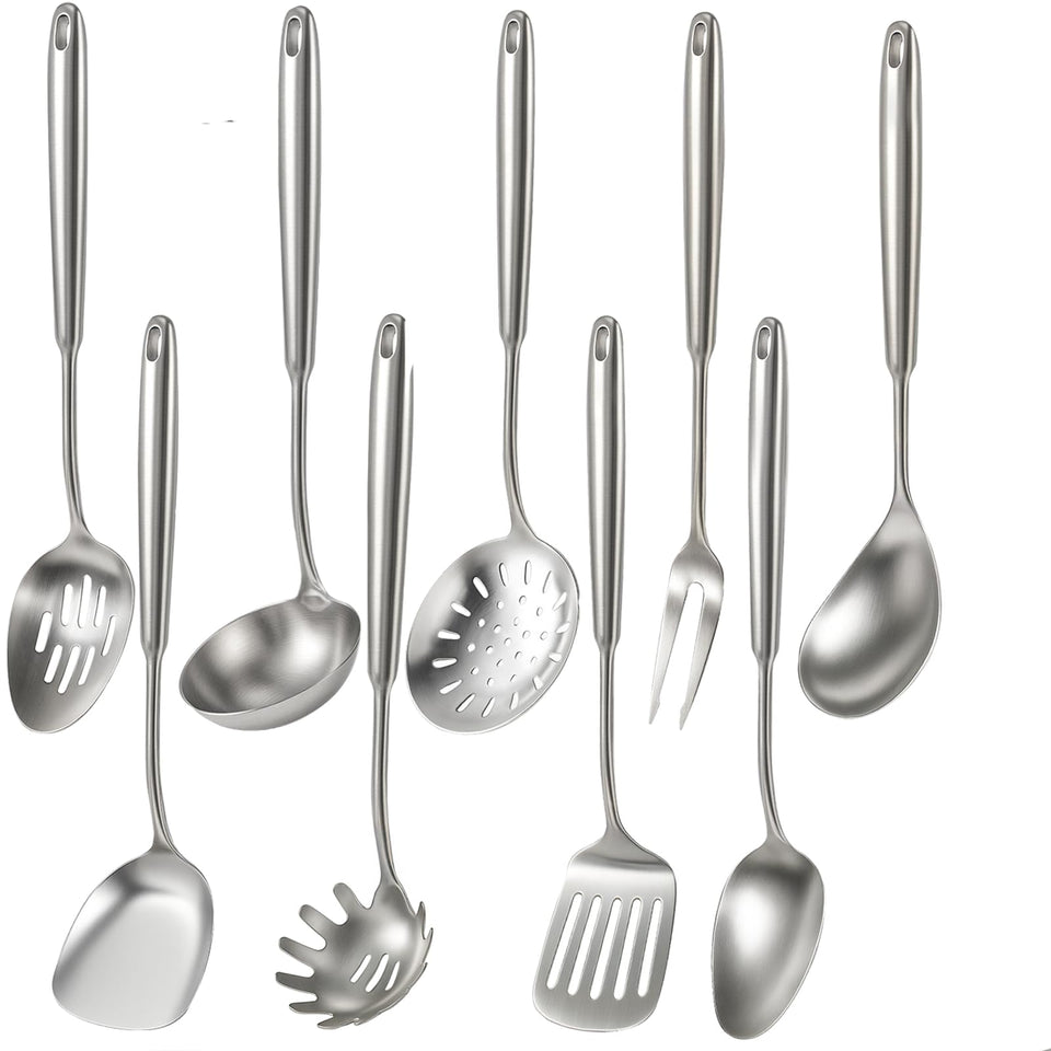 Newness 9-piece utensils set soup ladle for durable, rustproof cooking