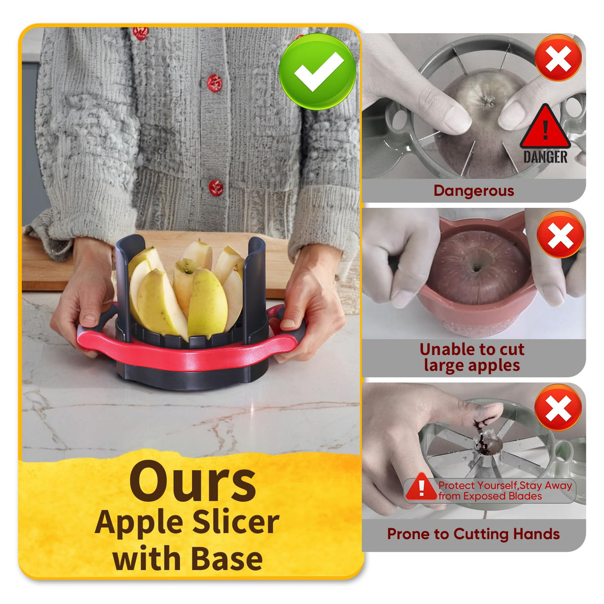 Newness Heavy-duty stainless steel blade delivers durable, precise slicing for fruits and vegetables.