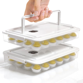 Newness deviled egg containers with lid enable 48-egg storage.