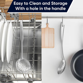 Newness dishwasher-safe skimmer ready for quick cleanup