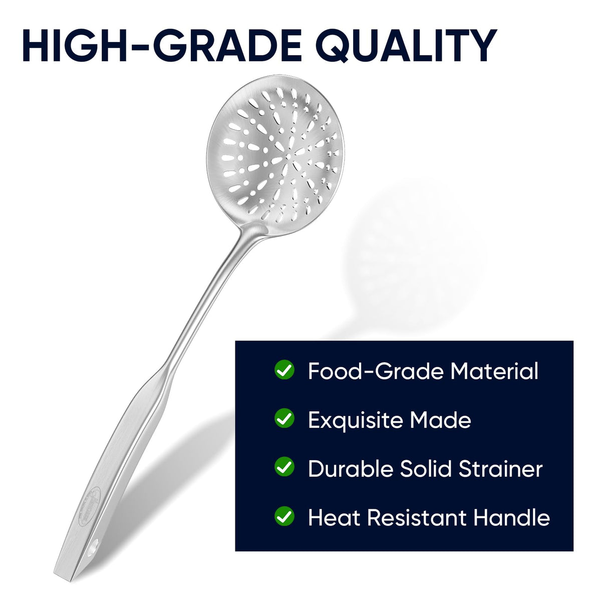 Newness food-grade 304 stainless steel slotted spoon for versatile use