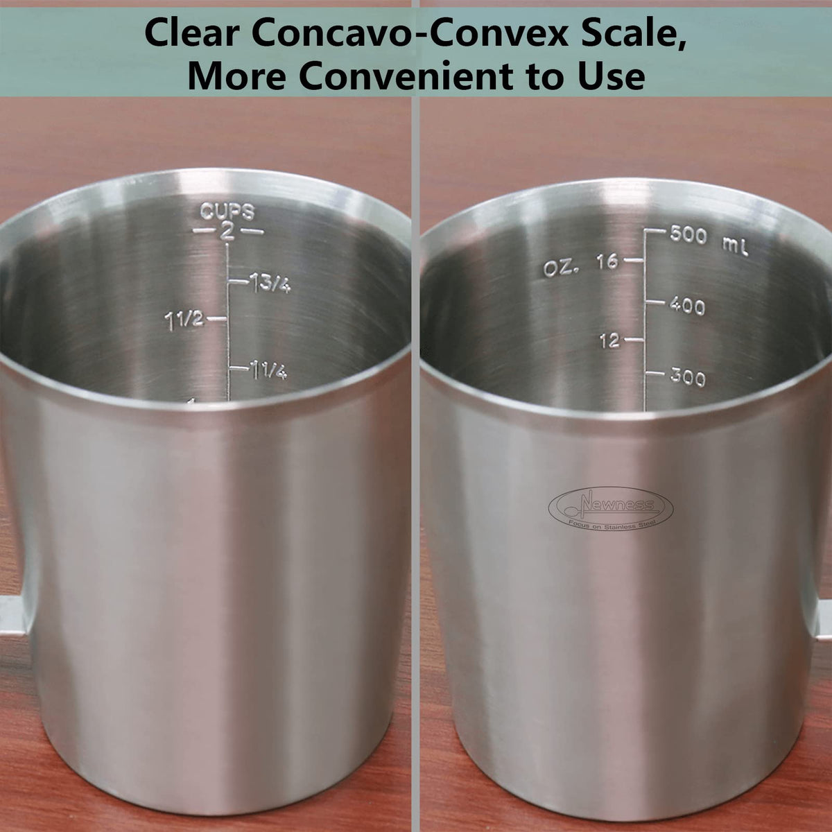 Newness heavy-duty stainless steel measuring cup built to last.
