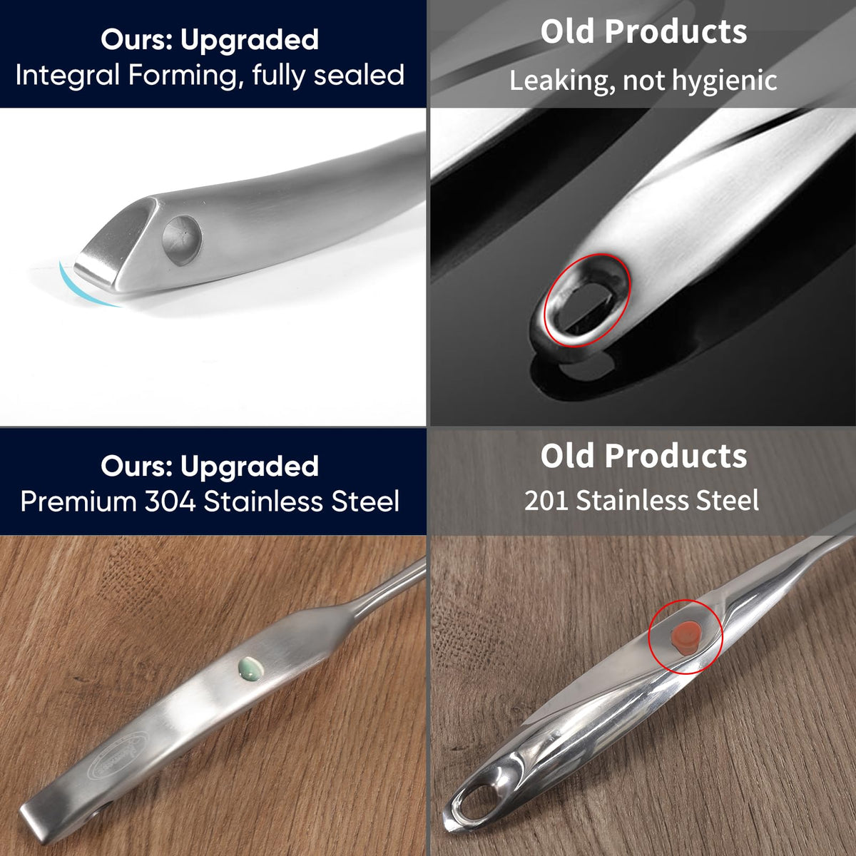 Newness skimmer with integral forming handle close-up for strength