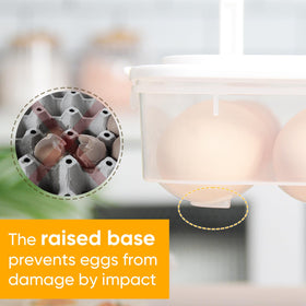 Newness large-capacity container holds up to 24 eggs.