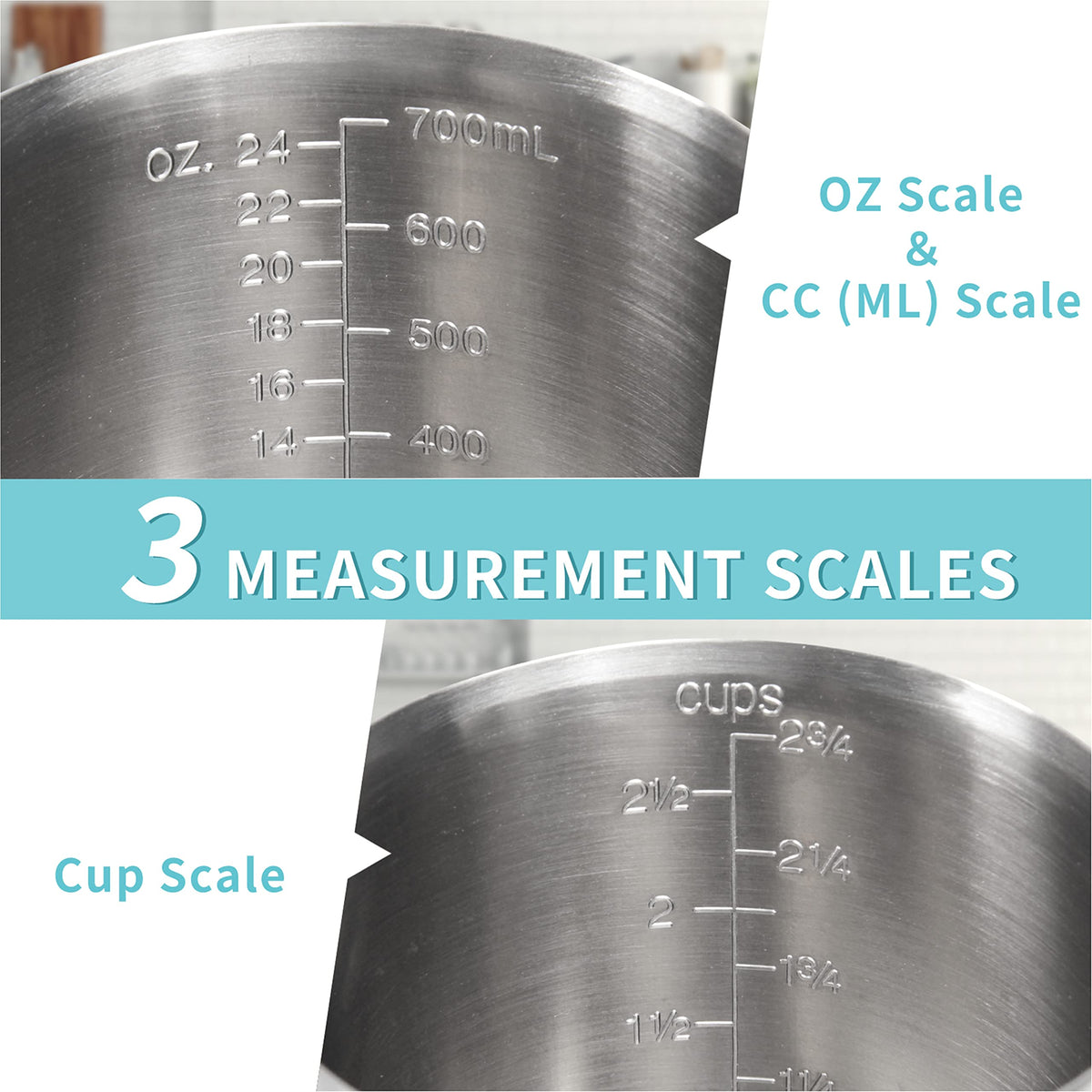 Newness stainless steel measuring cup offers durable, long-lasting performance in busy kitchens.