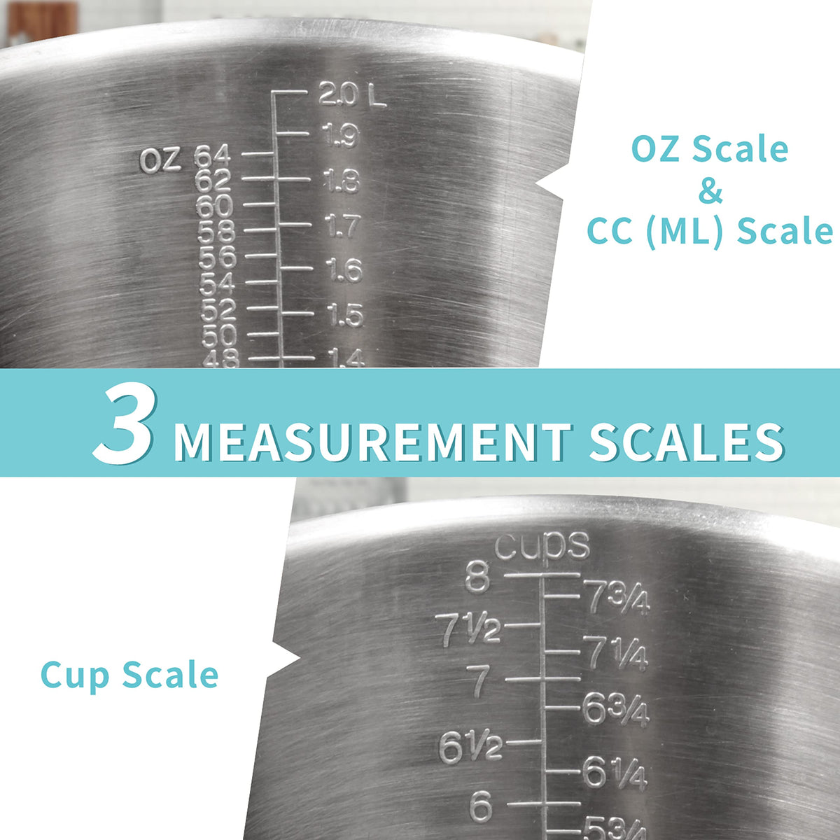 Newness stainless steel measuring cup with sturdy handle for controlled pouring.