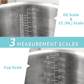 Newness stainless steel measuring cup with sturdy handle for controlled pouring.