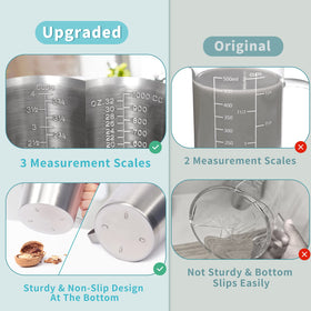 Newness measuring cup wide mouth for easy filling and cleaning.