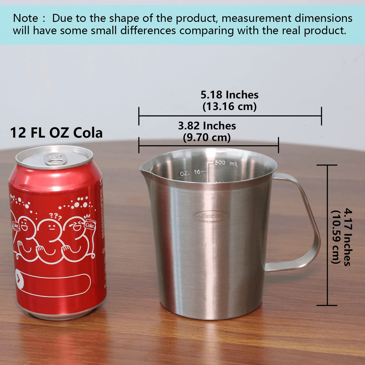 Newness modern look stainless steel measuring cup adds style to the kitchen.