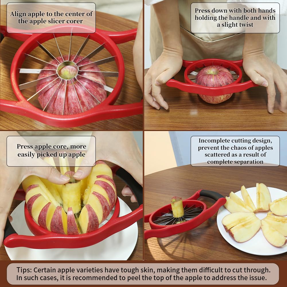 Newness Versatile tool works with apples, oranges, and pears for pies or platters.