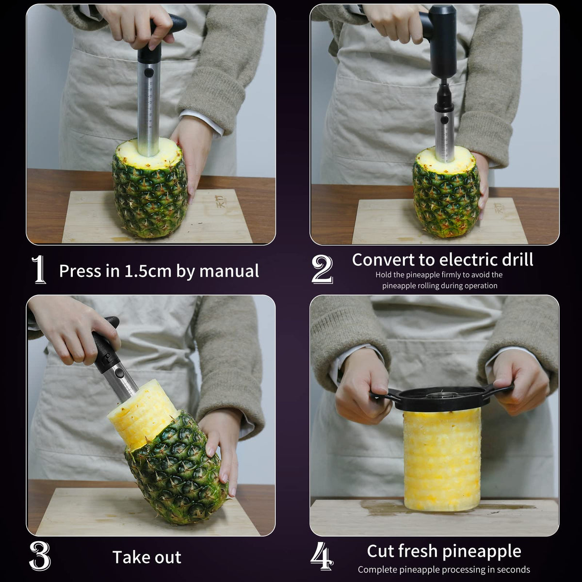 Newness Pineapple Corer Ergonomic Handle enables effortless twisting.