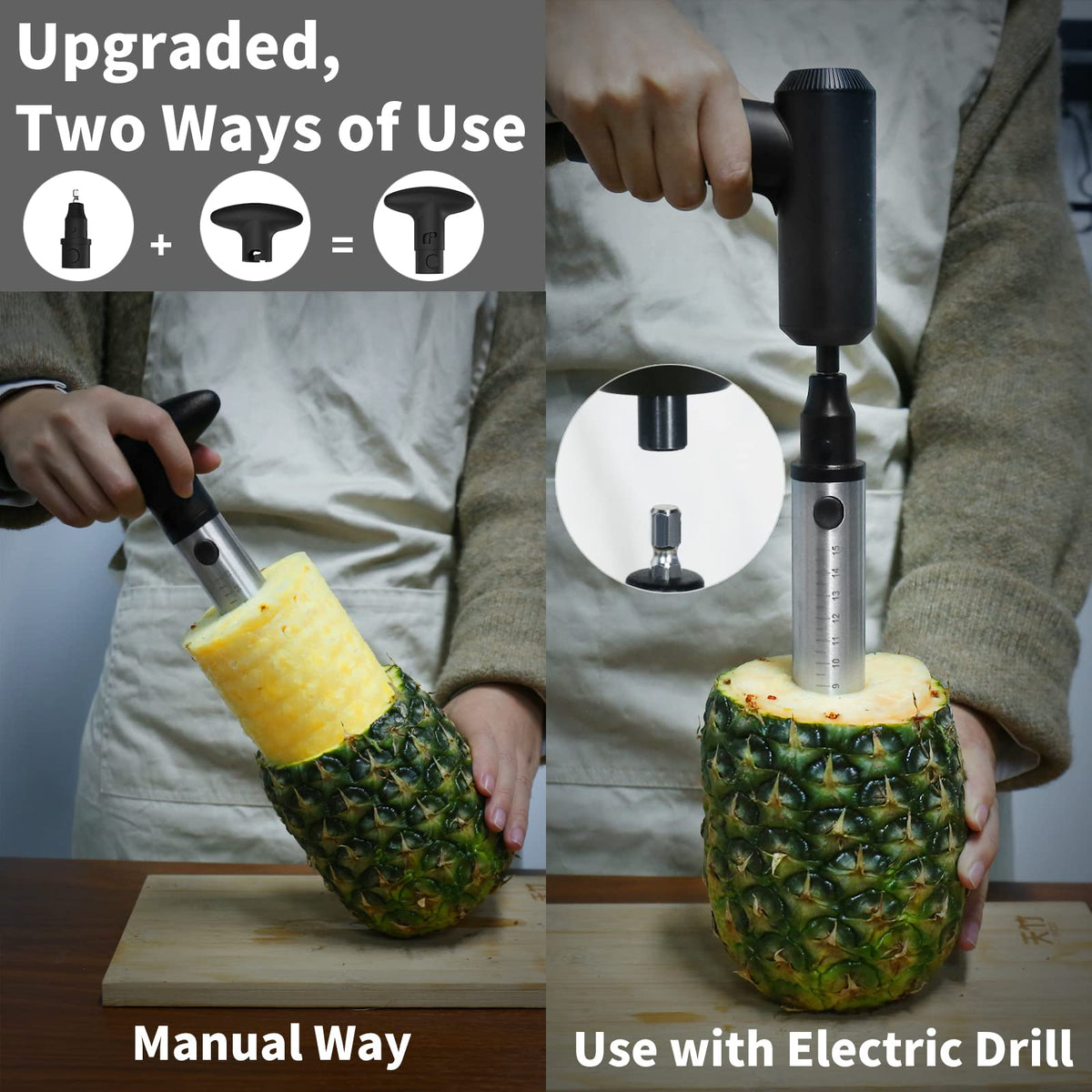 Newness Pineapple Corer Measure Marks help avoid bottom piercing.