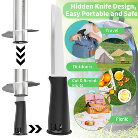 Newness Pineapple Corer measures depth with marks for precise core removal and shell preservation.