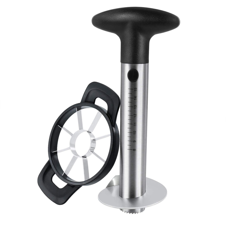 Newness Pineapple Corer and Slicer Tool, assembly view, showcasing sturdy build for simple use.
