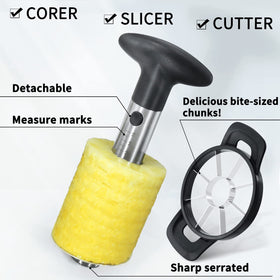 Newness Pineapple Corer and Slicer Tool blade close-up, sharp stainless steel edge for clean cuts.