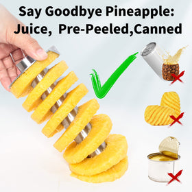 Newness Pineapple Corer and Slicer Tool, depth-mark guidance helps avoid piercing peel.