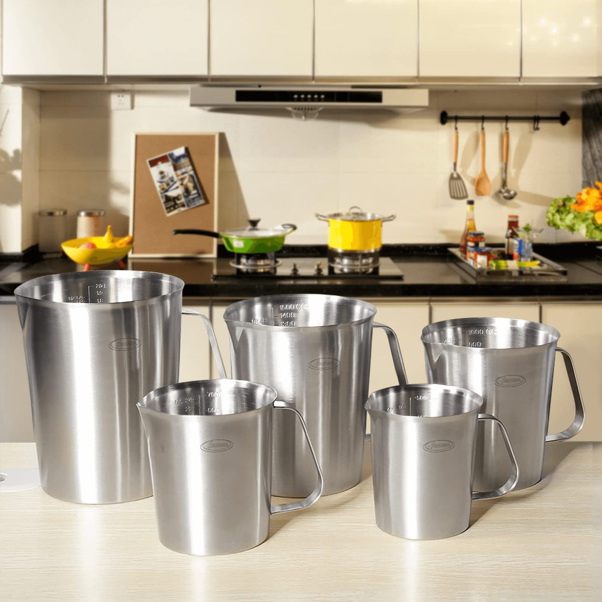 Newness upgraded ounce and milliliter markings on a durable metal cup.