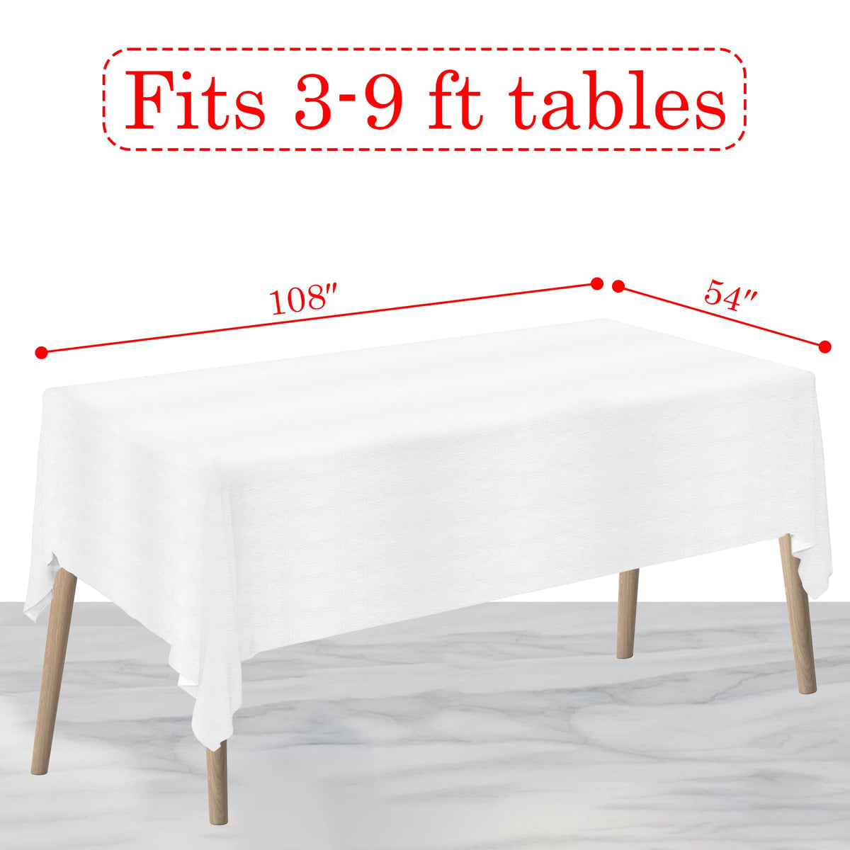 NEWOOK white 12-pack tablecloth ready for mess-free party setups.