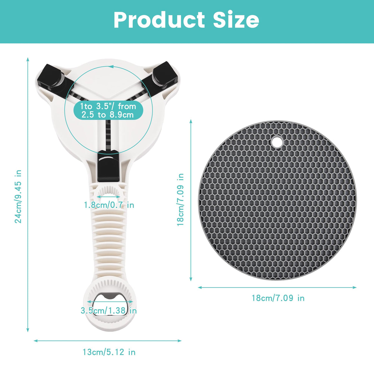 NEWPAII jar opener has a built-in church-key bottle opener on the handle.