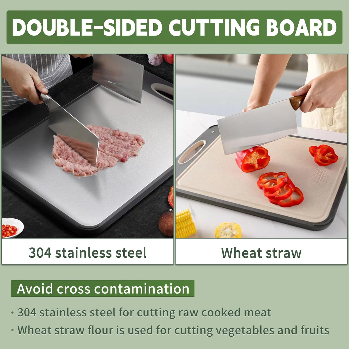 Newraturner cutting board with wheat straw face ideal for vegetables and fruits.