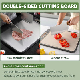 Newraturner cutting board with wheat straw face ideal for vegetables and fruits.