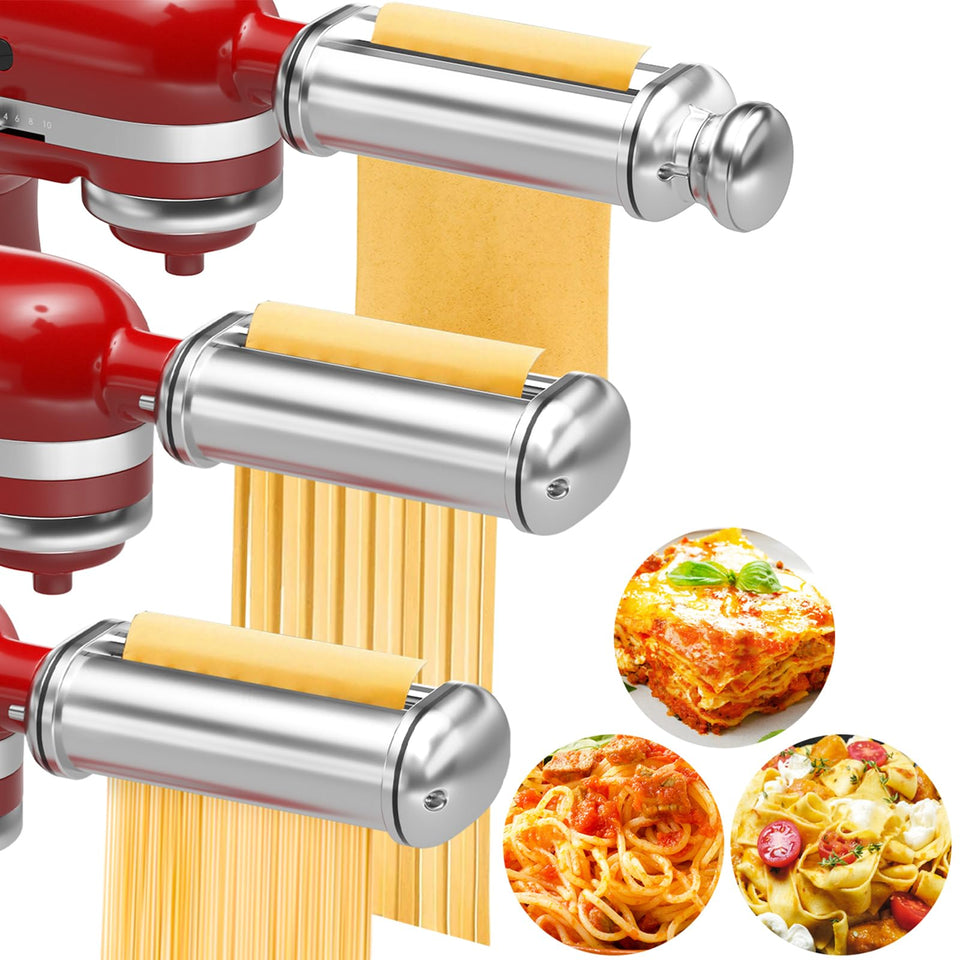 NEWSETS pasta maker attachment 3-piece on mixer for easy homemade pasta