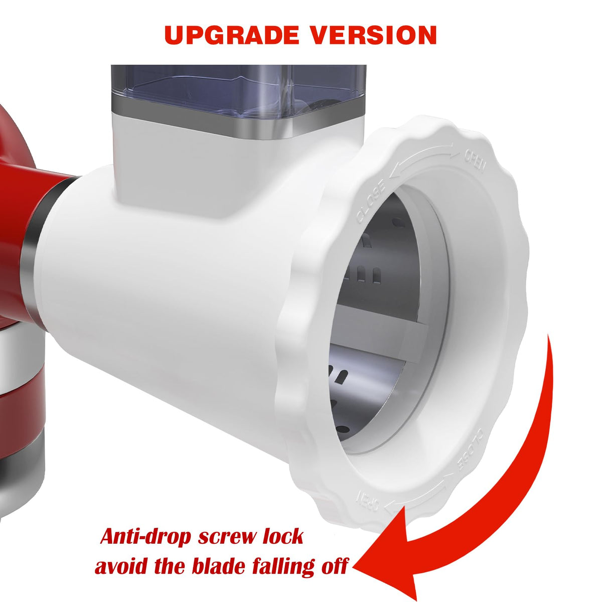 Screw ring lock keeps blades secure during operation.