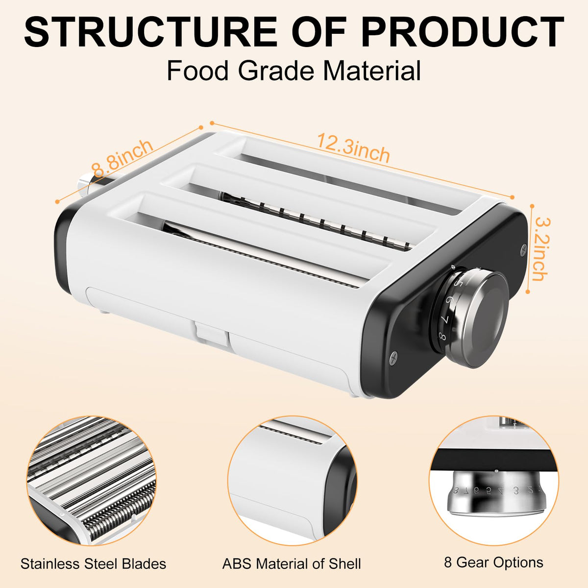 NEWSETS durable stainless steel gears prevent sticking for smooth cuts.