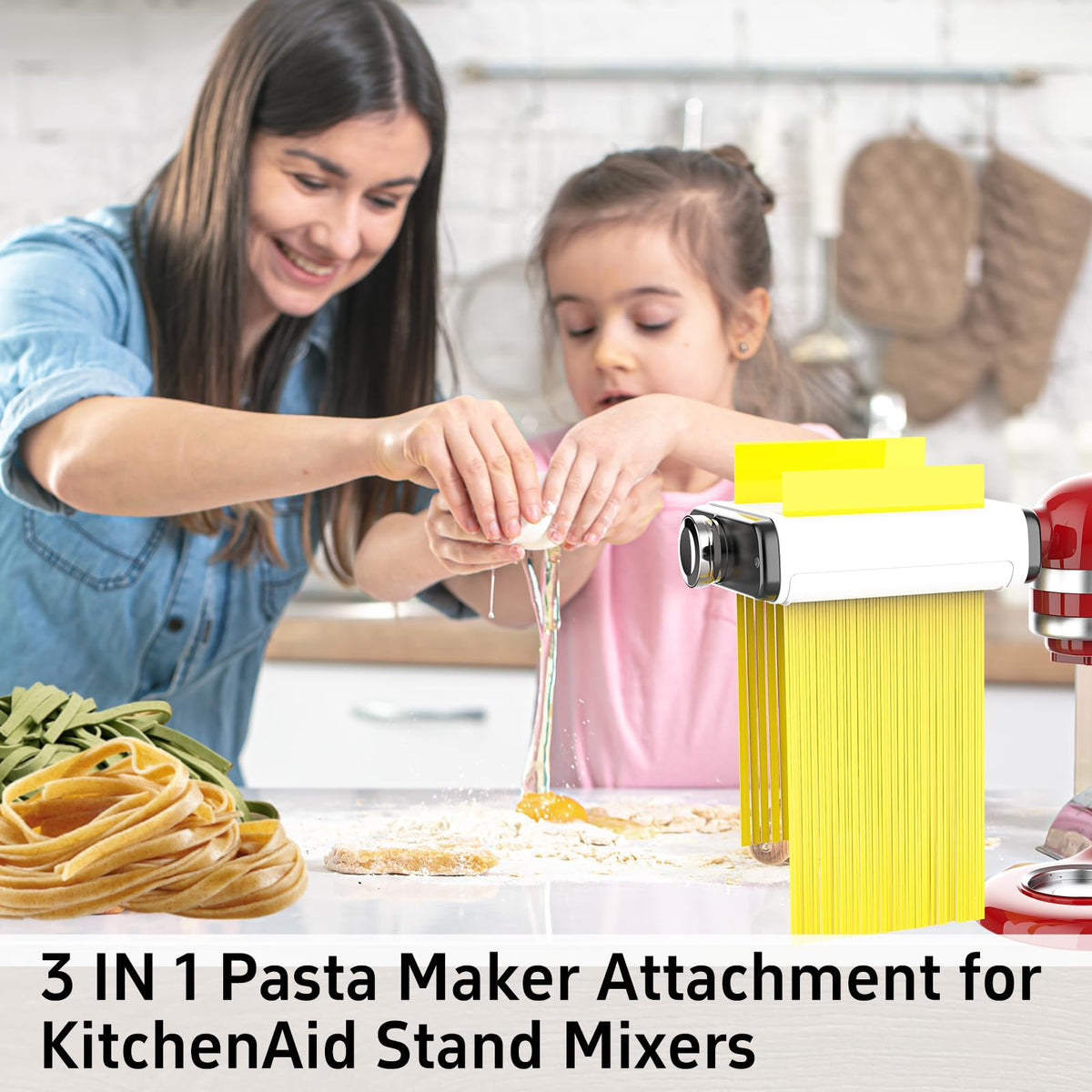 NEWSETS stand mixer compatibility enables hands-free pasta making.
