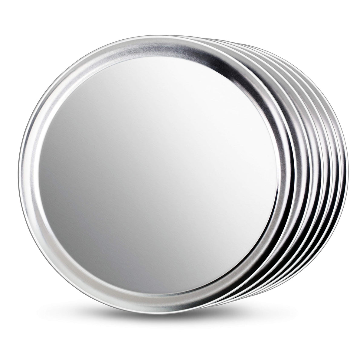 New Star Foodservice 14-inch wide-rim pizza pan pack6 for even baking and easy transport