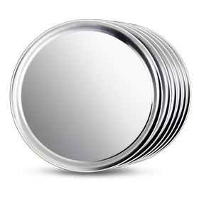 New Star Foodservice 14-inch wide-rim pizza pan pack6 for even baking and easy transport