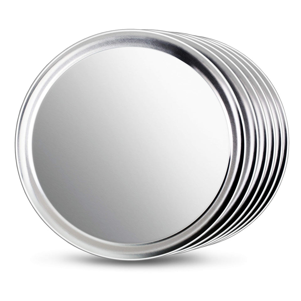 New Star Foodservice 14-inch wide-rim pizza pan pack6 for even baking and easy transport