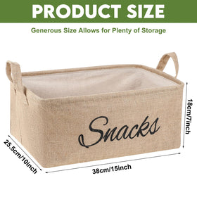 Newtay burlap basket features sturdy handles for effortless transport to pantry.