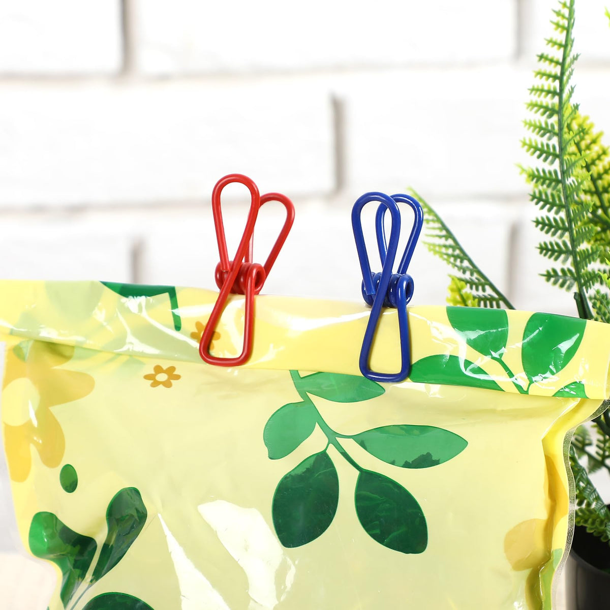 Newtay 16-piece clip set seals snack bags securely and adds color.