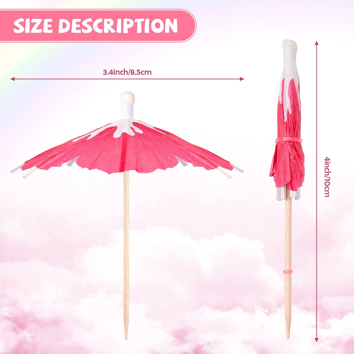 Newtay folded-design cocktail umbrella ready to deploy on drinks.