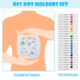Newtay pot holders with sturdy seams and hanging loop.