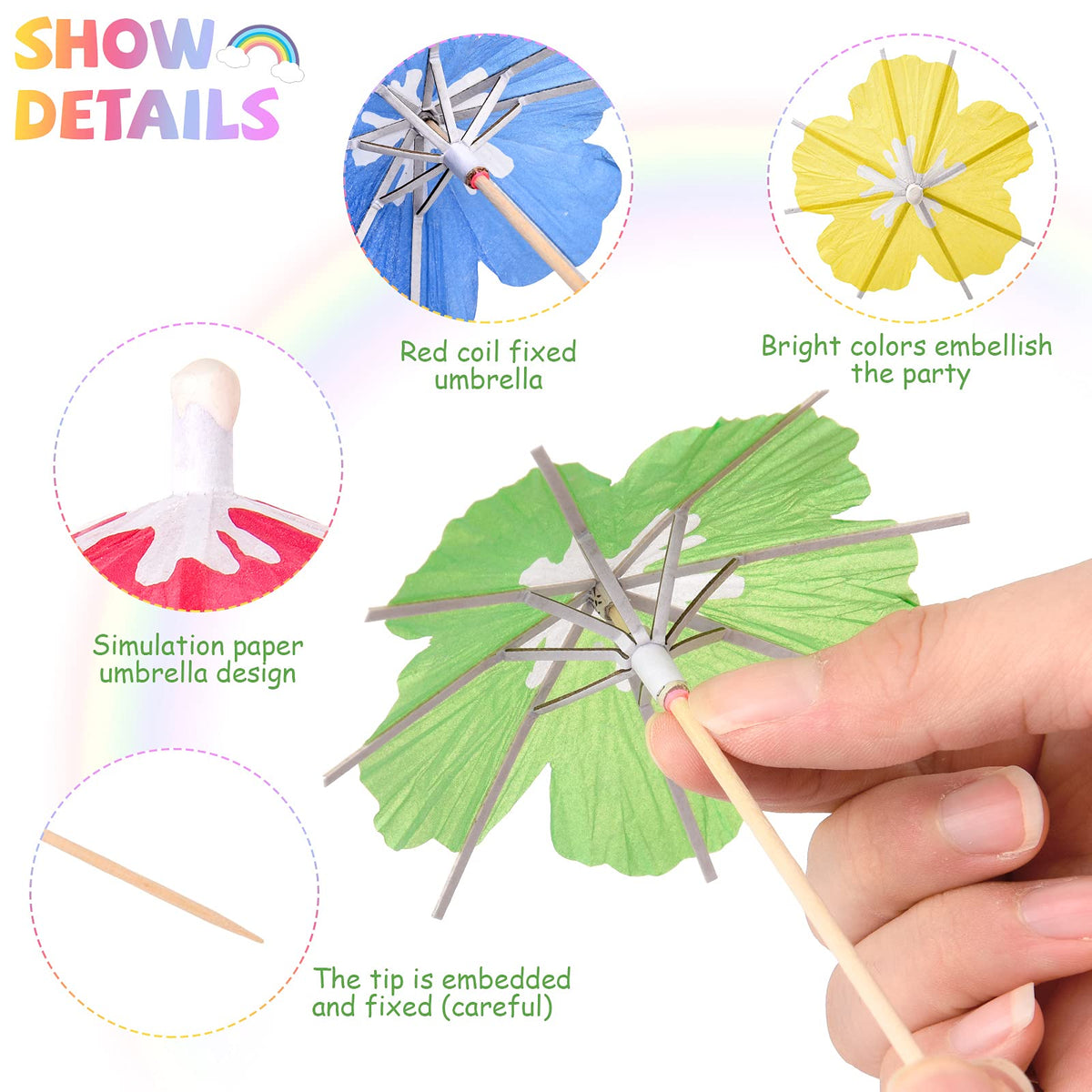 Newtay tropical sunset umbrella toppers add island flair to beverages.