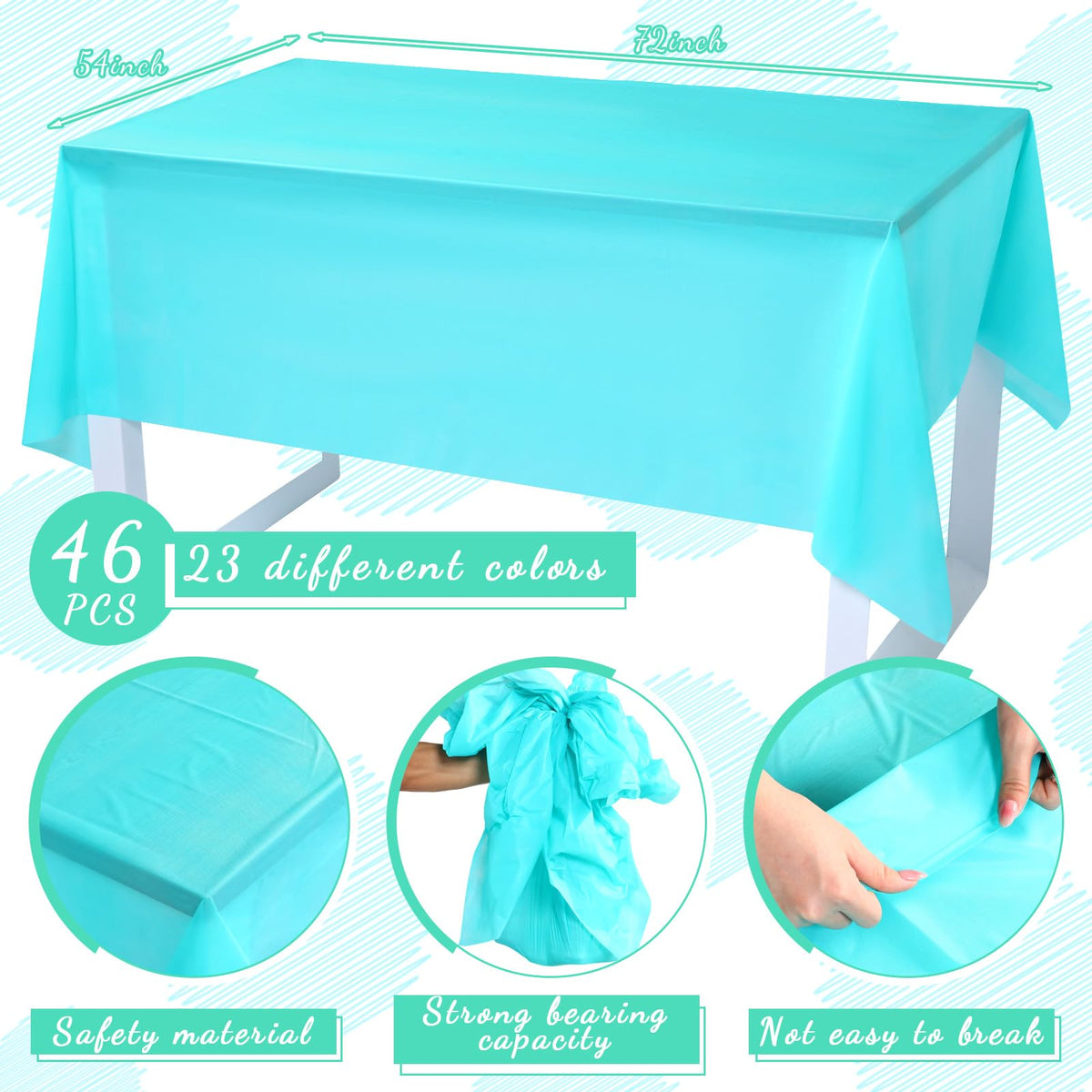 Newwiee rainbow tablecloths in 23 colors brightening an outdoor picnic setup