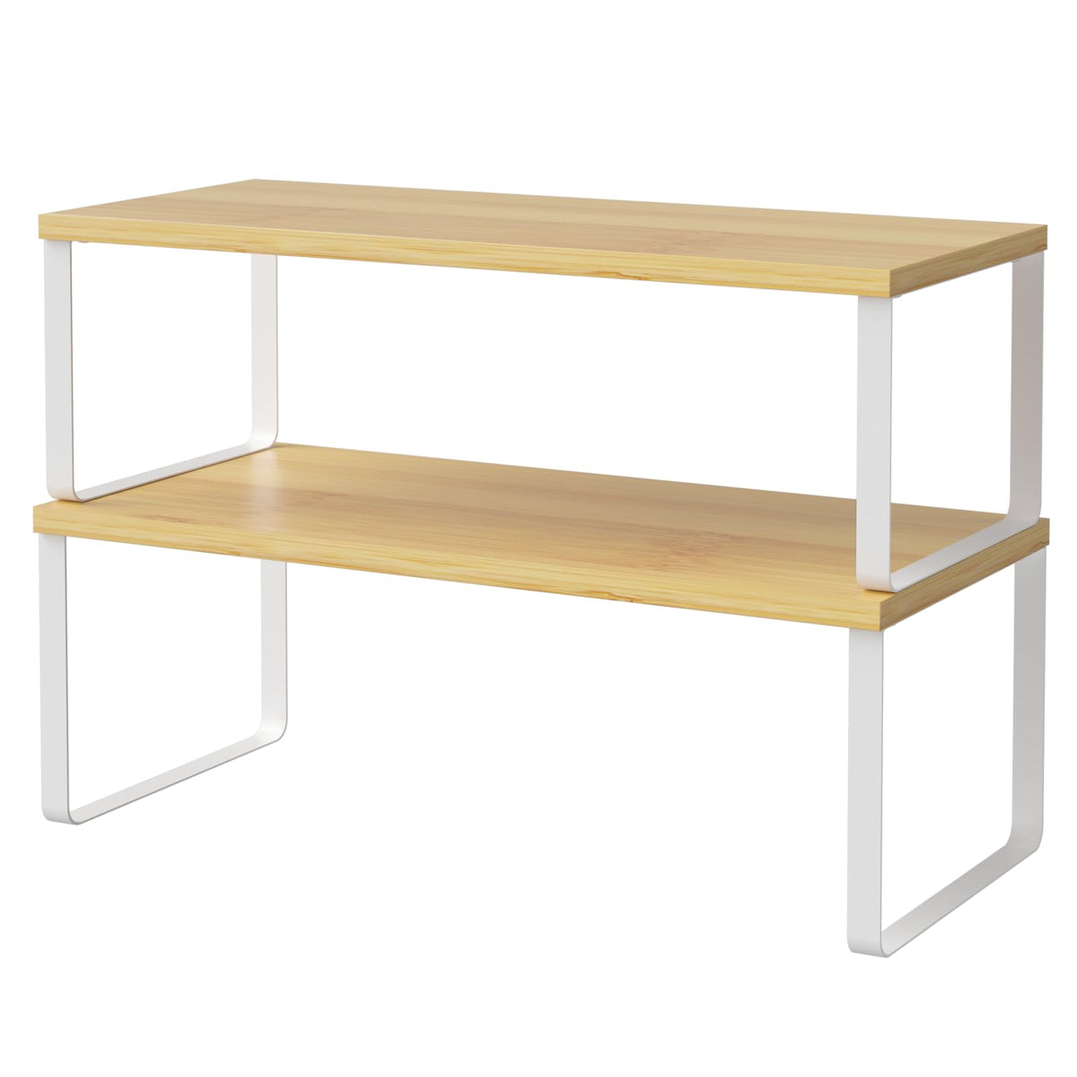 NEX Bamboo cabinet organizer set of 2 on countertop keeps spices organized