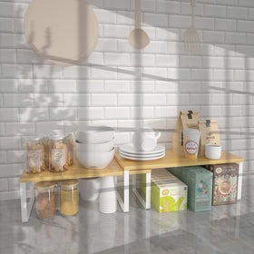 NEX four-pack shelving solution suits kitchen, pantry, and decor.
