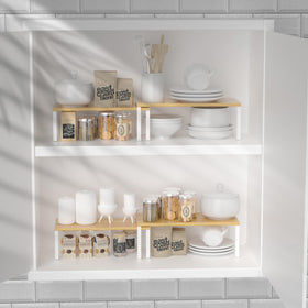 NEX stackable shelves enabling flexible layouts in small spaces.