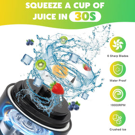 NexaEase portable blender showing six blades for smooth textures